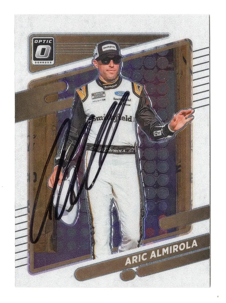 Autographed Aric Almirola 2022 Donruss Optic Racing (#10 Smithfield Team) Signed Nascar Collectible Trading Card With Coa 1