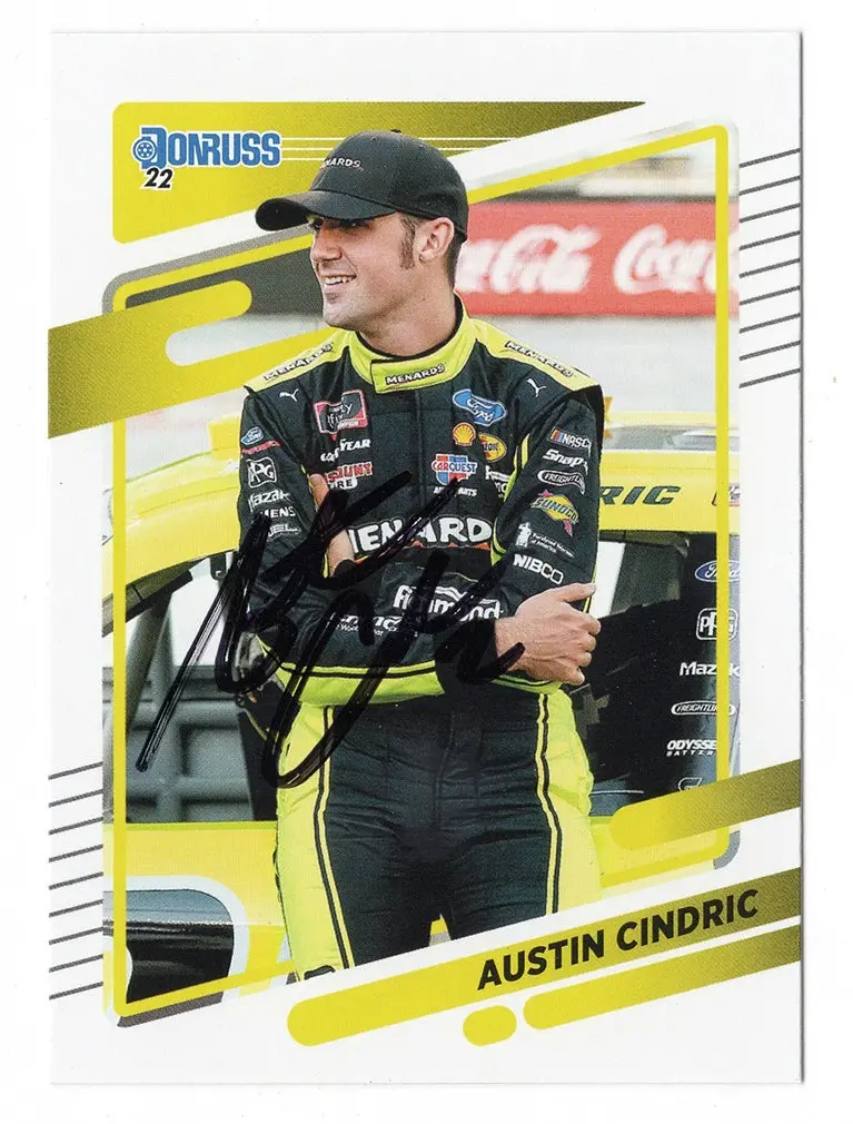 Autographed Austin Cindric 2022 Donruss Racing Rookie Season (Team Penske) Signed Nascar Collectible Trading Card With Coa 1