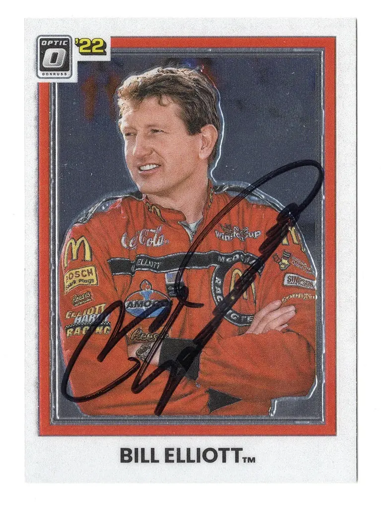 Autographed Bill Elliott 2022 Donruss Optic Racing Awesome Bill From Dawsonville (#94 Mcdonalds Team) Signed Collectible Nascar Trading Card With Coa 1