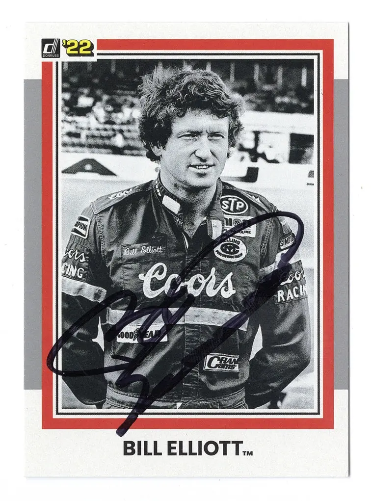 Autographed Bill Elliott 2022 Donruss Racing Awesome Bill From Dawsonville (Rare Gray Parallel Insert) Signed Collectible Nascar Trading Card With Coa 1
