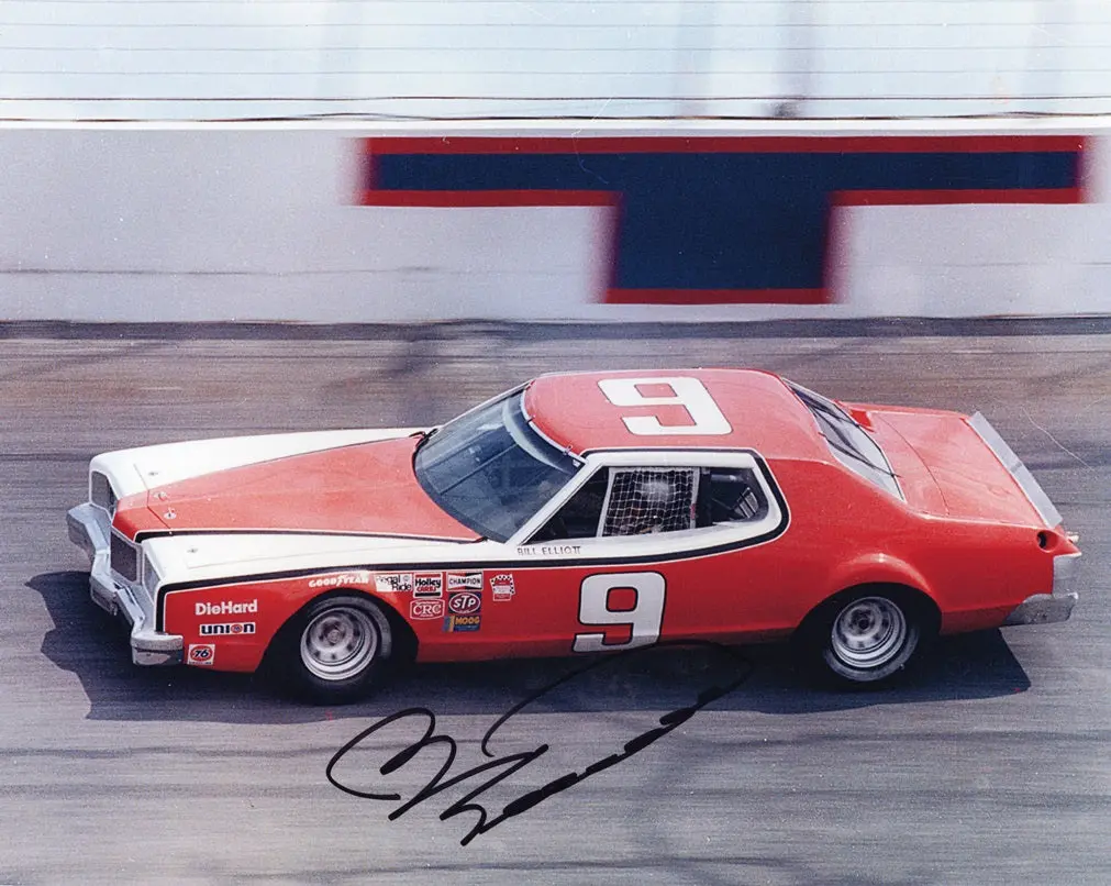 Autographed Bill Elliott #9 On-Track Racing Vintage Winston Cup Series Signed Collectible Picture Nascar 8X10 Inch Glossy Photo With Coa 1