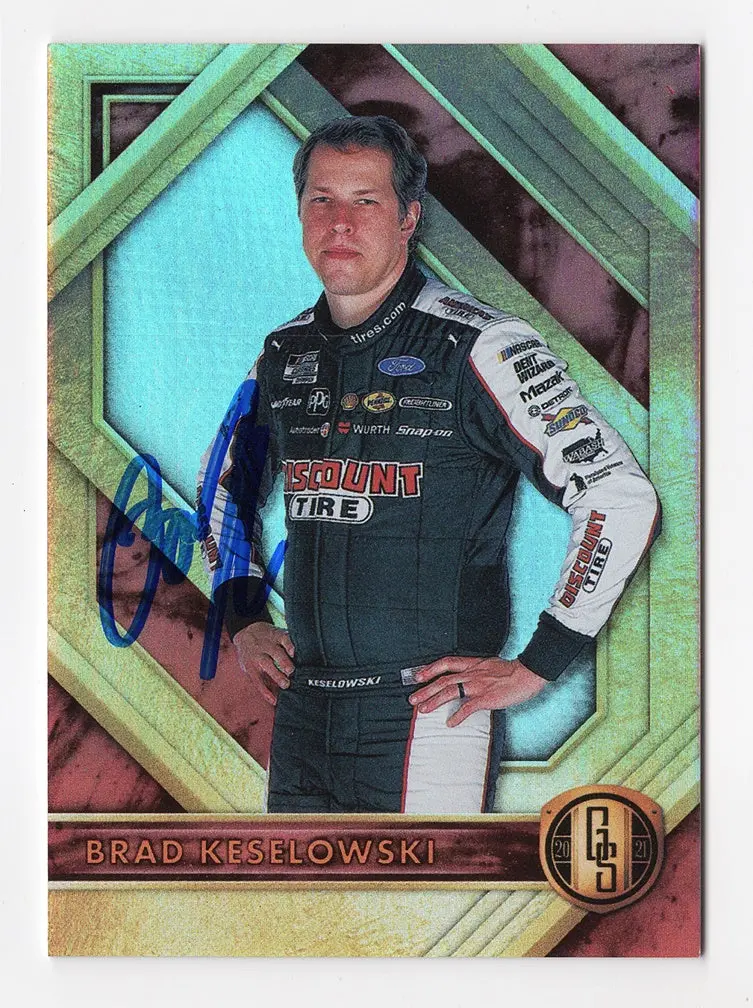 Autographed Brad Keselowski 2021 Panini Chronicles Racing Gold Standard Signed Nascar Collectible Trading Card With Coa 1