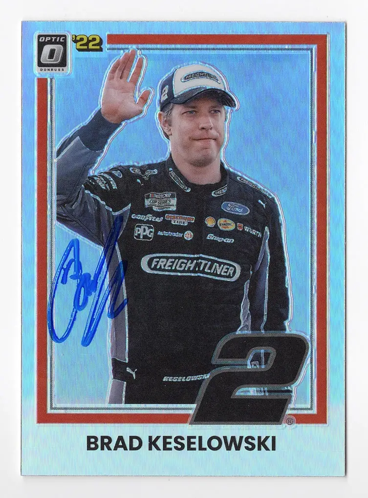 Autographed Brad Keselowski 2022 Donruss Optic Racing Rare Silver Prizm Insert Signed Nascar Collectible Trading Card With Coa 1
