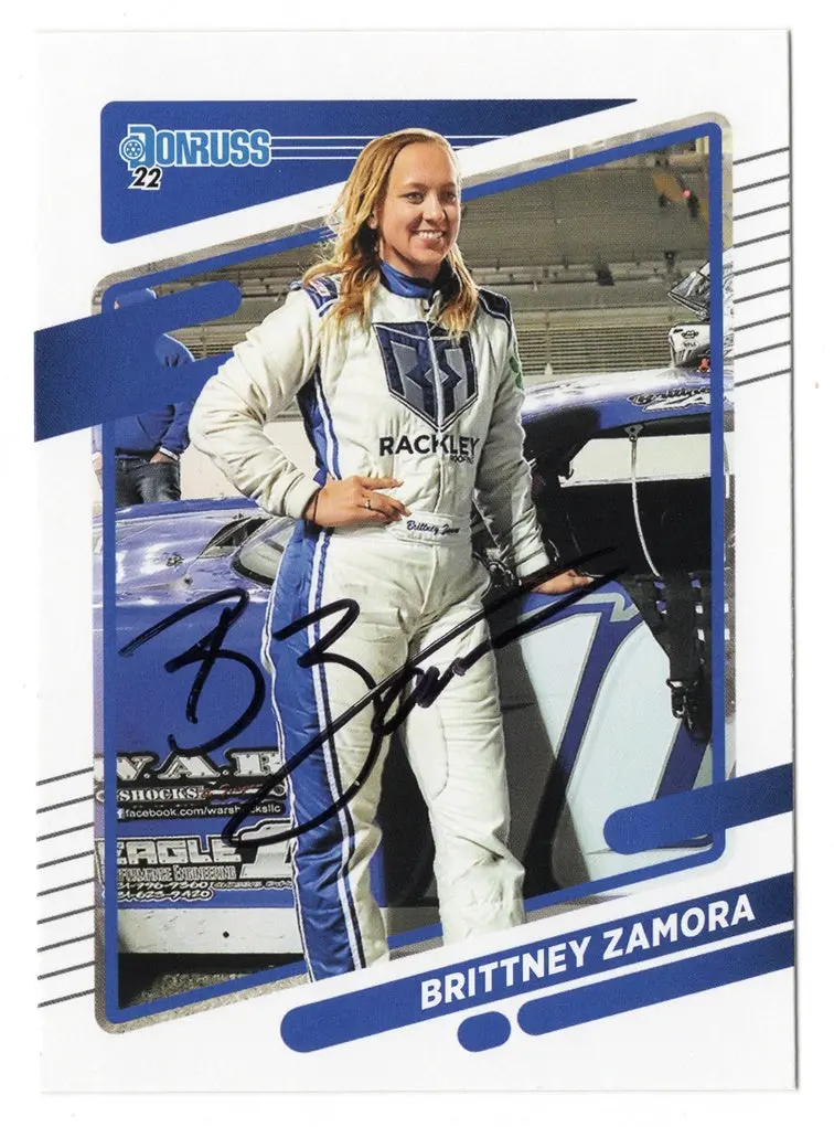Autographed Brittney Zamora 2022 Donruss Racing (#10 Rackley Team) K&N Series Signed Nascar Collectible Trading Card With Coa 1