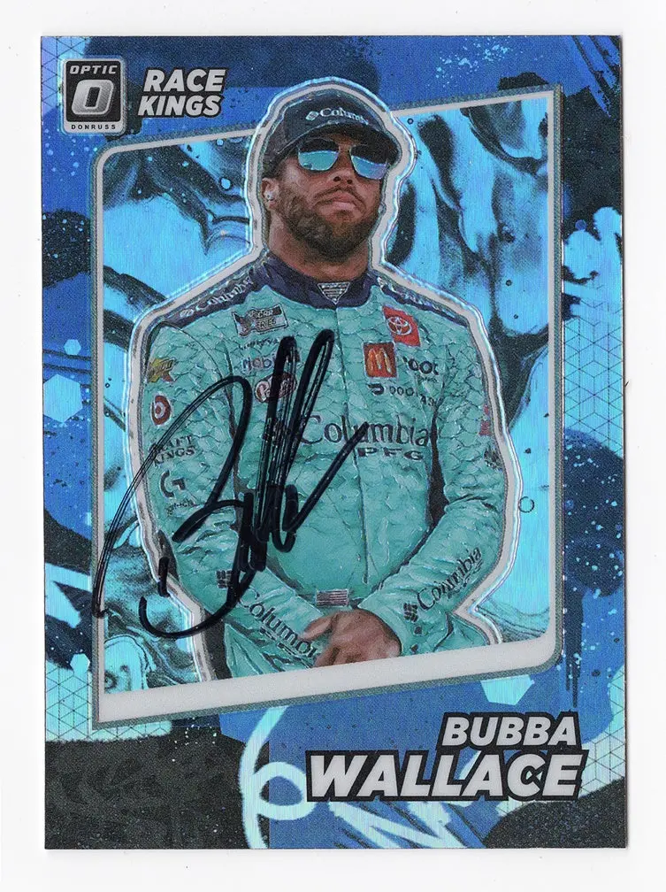 Autographed Bubba Wallace 2022 Donruss Optic Racing Race Kings (Rare Silver Prizm) 23Xi Racing Insert Signed Nascar Collectible Trading Card With Coa 1