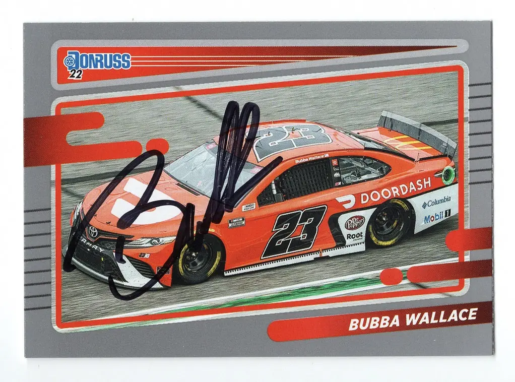 Autographed Bubba Wallace 2022 Donruss Racing (#23 Door Dash Car) Rare Gray Parallel 23Xi Racing Signed Nascar Collectible Trading Card With Coa 1