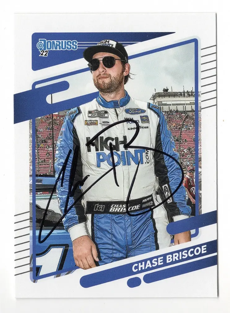 Autographed Chase Briscoe 2022 Donruss Racing (#14 Stewart-Haas Team) Nascar Cup Series Signed Nascar Collectible Trading Card With Coa 1
