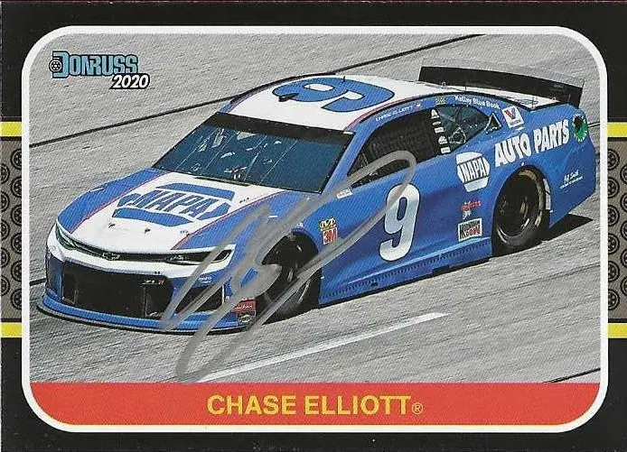 Autographed Chase Elliott 2020 Donruss Racing Rare Black Border Parallel (Darlington Throwback Car) Signed Nascar Collectible Trading Card With Coa 1