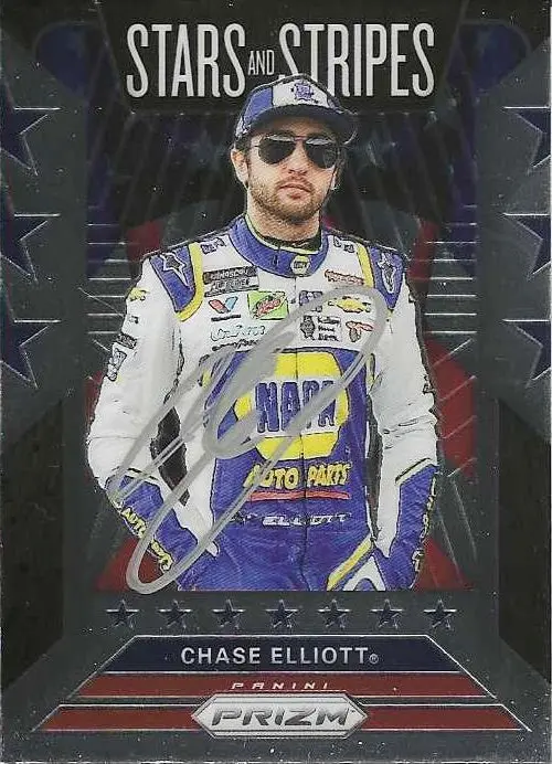 Autographed Chase Elliott 2020 Panini Prizm Racing Stars And Stripes (#9 Napa Team) Rare Insert Signed Nascar Collectible Trading Card With Coa 1