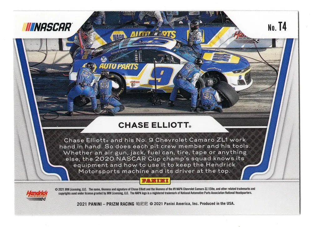 Autographed Chase Elliott 2021 Panini Prizm Racing Teamwork Rare Insert Signed Nascar Collectible Trading Card With Coa 2