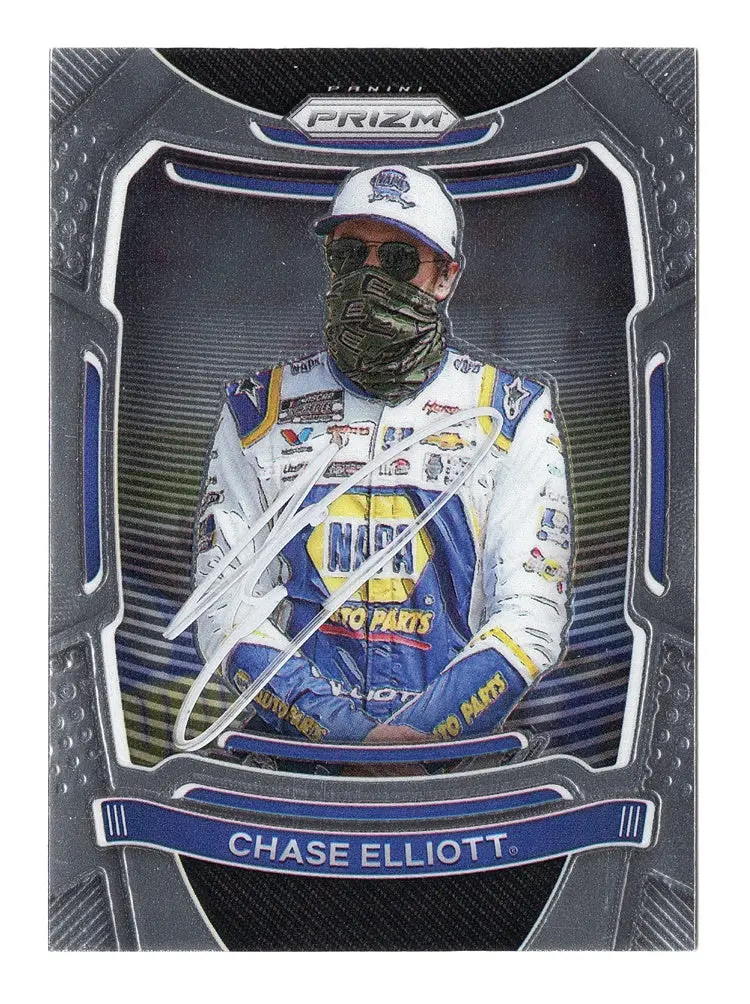 Autographed Chase Elliott 2021 Panini Prizm Racing (#9 Napa Team) Silver Signed Nascar Collectible Trading Card With Coa 1