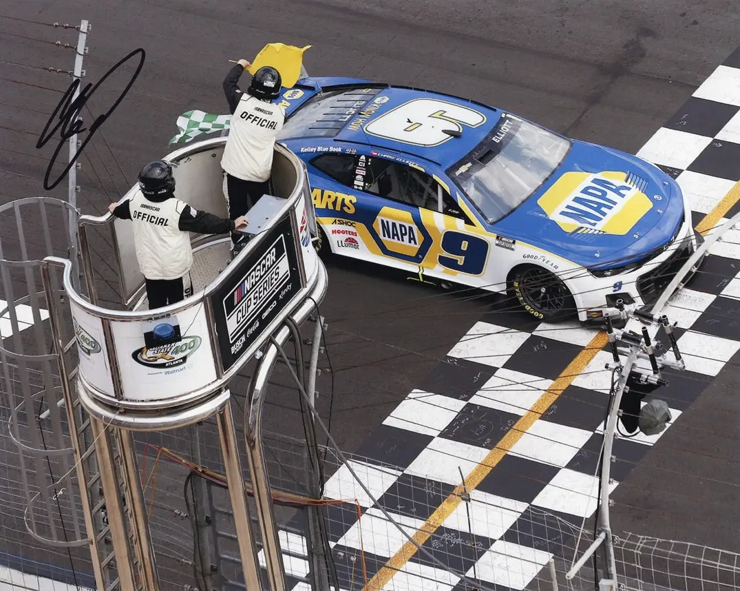 Autographed 2022 Chase Elliott #9 Napa Racing Atlanta Race Win (Checkered Flag Finish Line) Signed 8X10 Inch Picture Nascar Glossy Photo With Coa 1