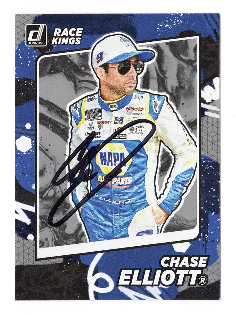 Autographed Chase Elliott 2022 Donruss Racing Race Kings Rare Gray Parallel Signed Nascar Collectible Trading Card With Coa 1