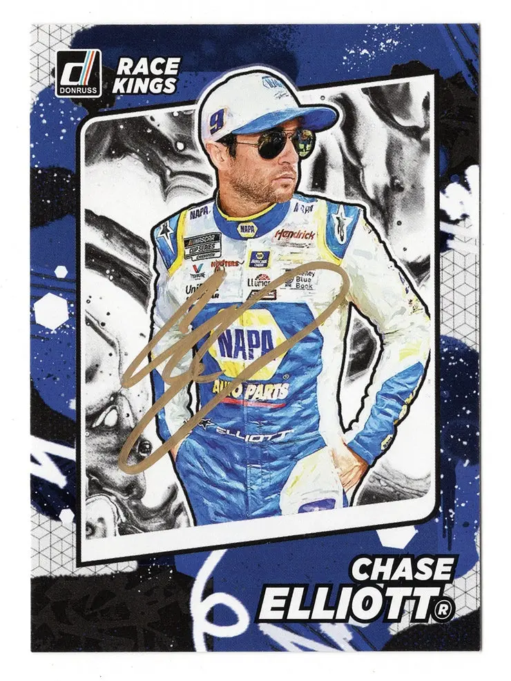 Autographed Chase Elliott 2022 Donruss Racing Race Kings (#9 Napa Team) Gold Signed Nascar Collectible Trading Card With Coa 1