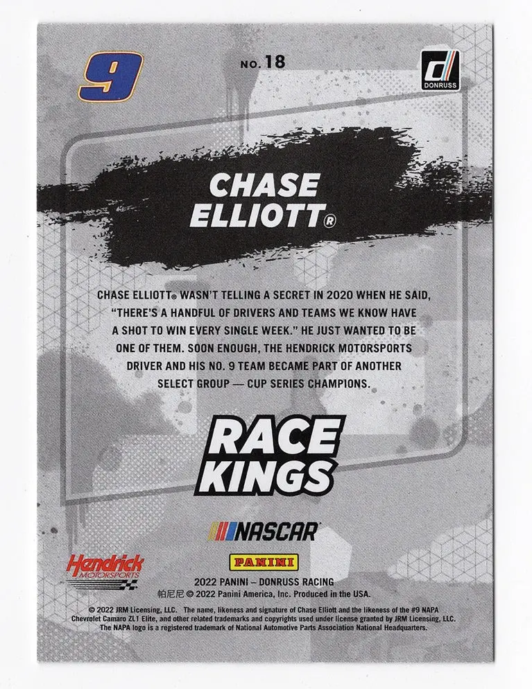 Autographed Chase Elliott 2022 Donruss Racing Race Kings (#9 Napa Team) Gold Signed Nascar Collectible Trading Card With Coa 2