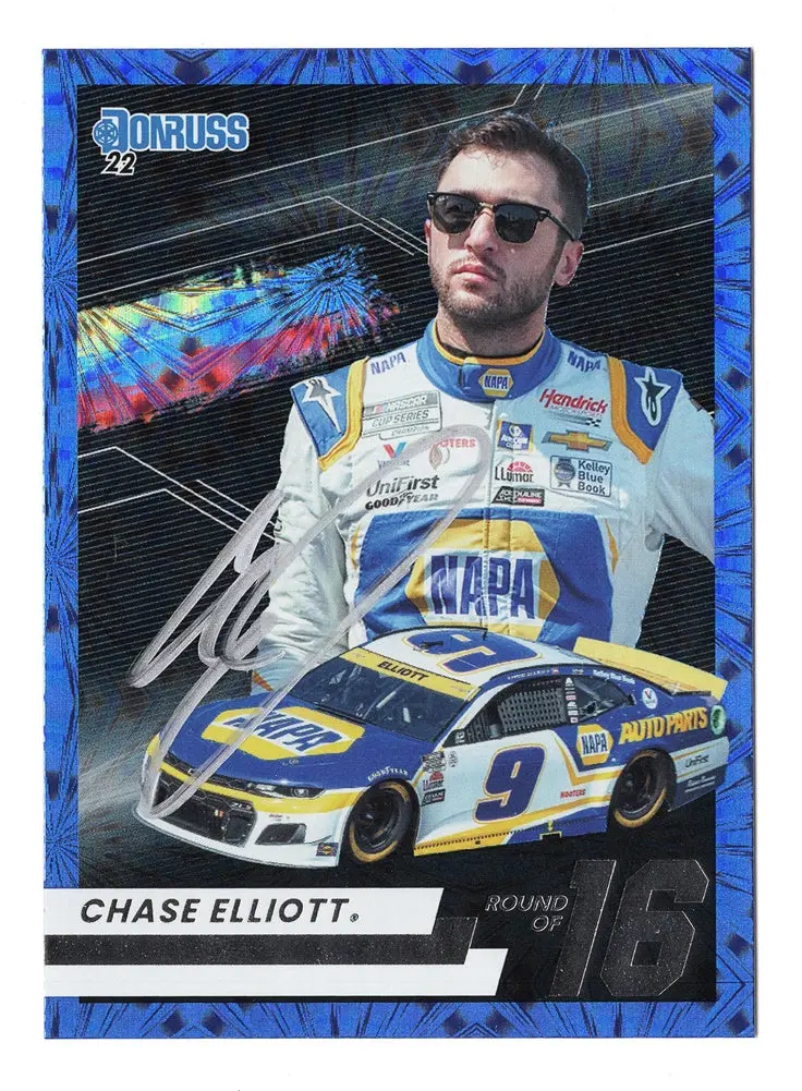 Autographed Chase Elliott 2022 Donruss Racing Round Of 16 Rare Insert Signed Nascar Collectible Trading Card With Coa 1
