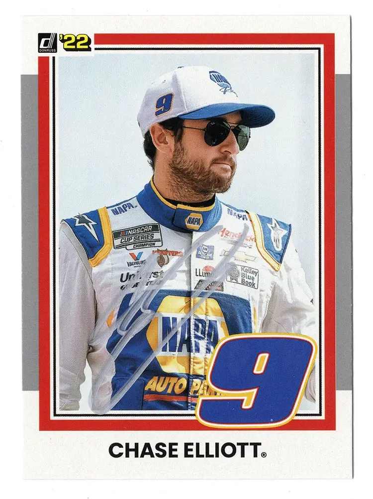 Autographed Chase Elliott 2022 Donruss Racing (#9 Napa Team) Rare Gray Parallel Signed Nascar Collectible Trading Card With Coa 1