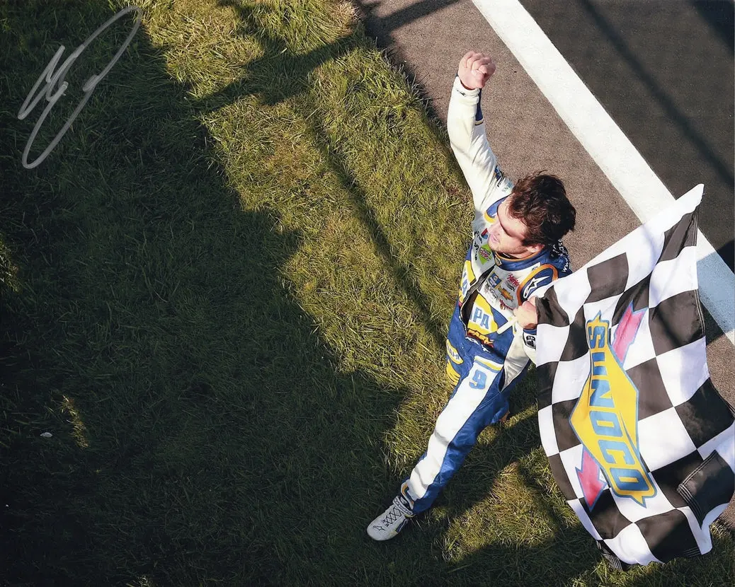 Autographed Chase Elliott #9 Napa Racing Race Win Victory (Checkered Flag) Signed 8X10 Inch Picture Nascar Glossy Photo With Coa 1