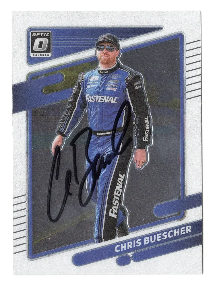 Autographed Chris Buescher 2022 Donruss Optic Racing (#17 Fastenal Team) Rfk Team Signed Nascar Collectible Trading Card With Coa 1