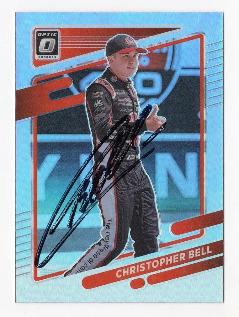 Autographed Christopher Bell 2022 Donruss Optic Racing Rare Silver Prizm Signed Nascar Collectible Trading Card With Coa 1