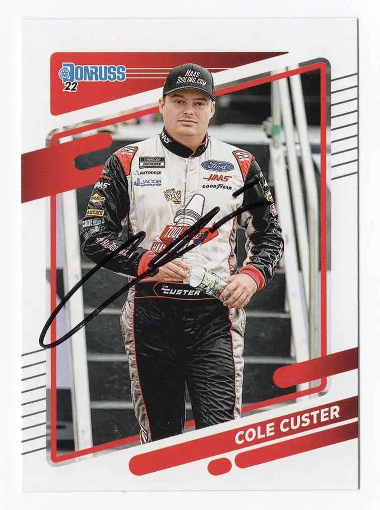 Autographed Cole Custer 2022 Donruss Racing (#41 Stewart-Haas Team) Nascar Cup Series Signed Nascar Collectible Trading Card With Coa 1