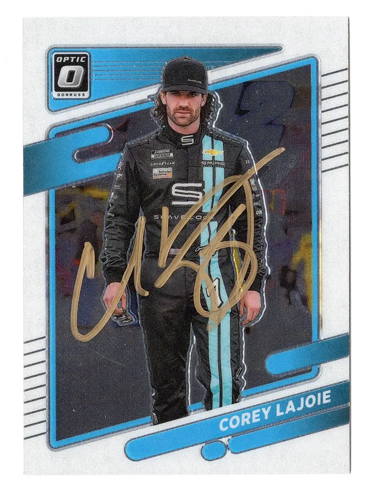 Autographed Corey Lajoie 2022 Donruss Optic Racing (Spire Motorsports) Nascar Cup Series Signed Nascar Collectible Trading Card With Coa 1