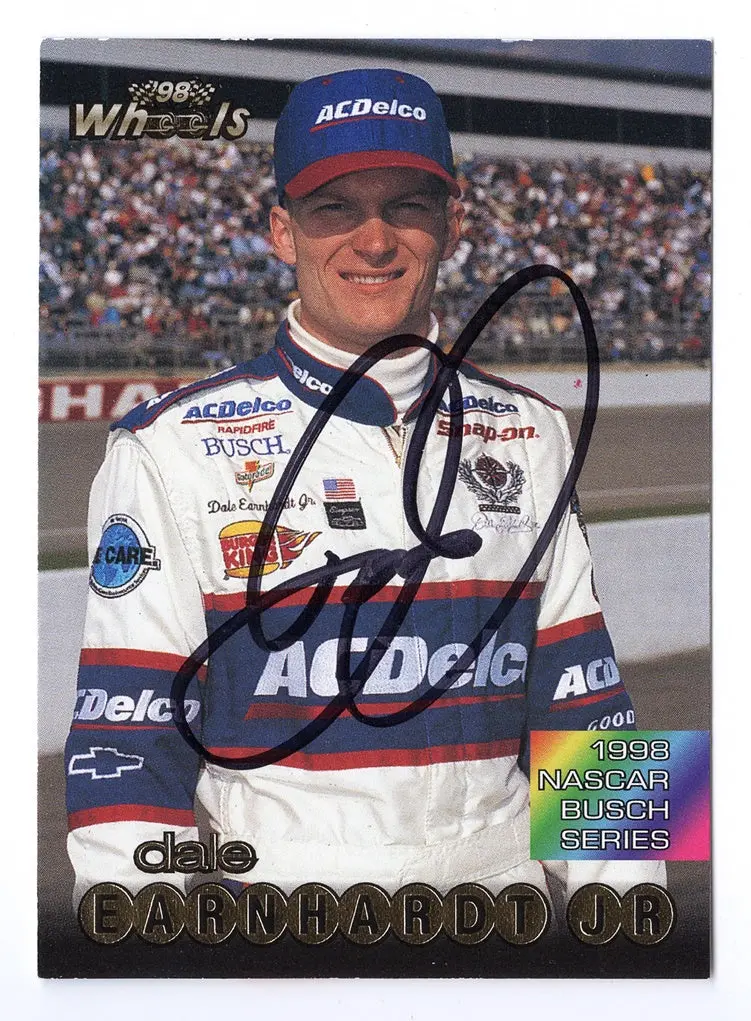 Autographed Dale Earnhardt Jr. 1998 Wheels Racing Busch Series Champion (#3 Acdelco Team) Vintage Signed Nascar Collectible Trading Card With Coa 1
