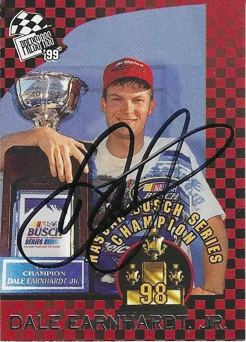 Autographed Dale Earnhardt Jr. 1999 Press Pass Racing 1998 Busch Series Champion Rare Vintage Rookie Signed Collectible Nascar Trading Card With Coa 1
