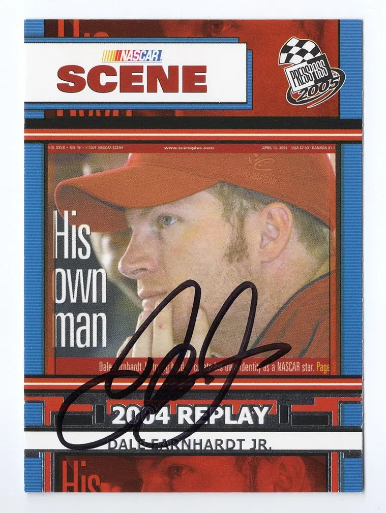 Autographed Dale Earnhardt Jr. 2005 Press Pass Racing Nascar Scene (His Own Man) 2004 Replay Signed Nascar Collectible Trading Card With Coa 1