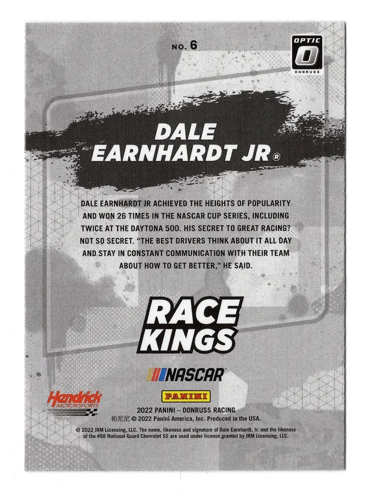 Autographed Dale Earnhardt Jr. 2022 Donruss Optic Racing Race Kings Signed Nascar Collectible Trading Card With Coa 2
