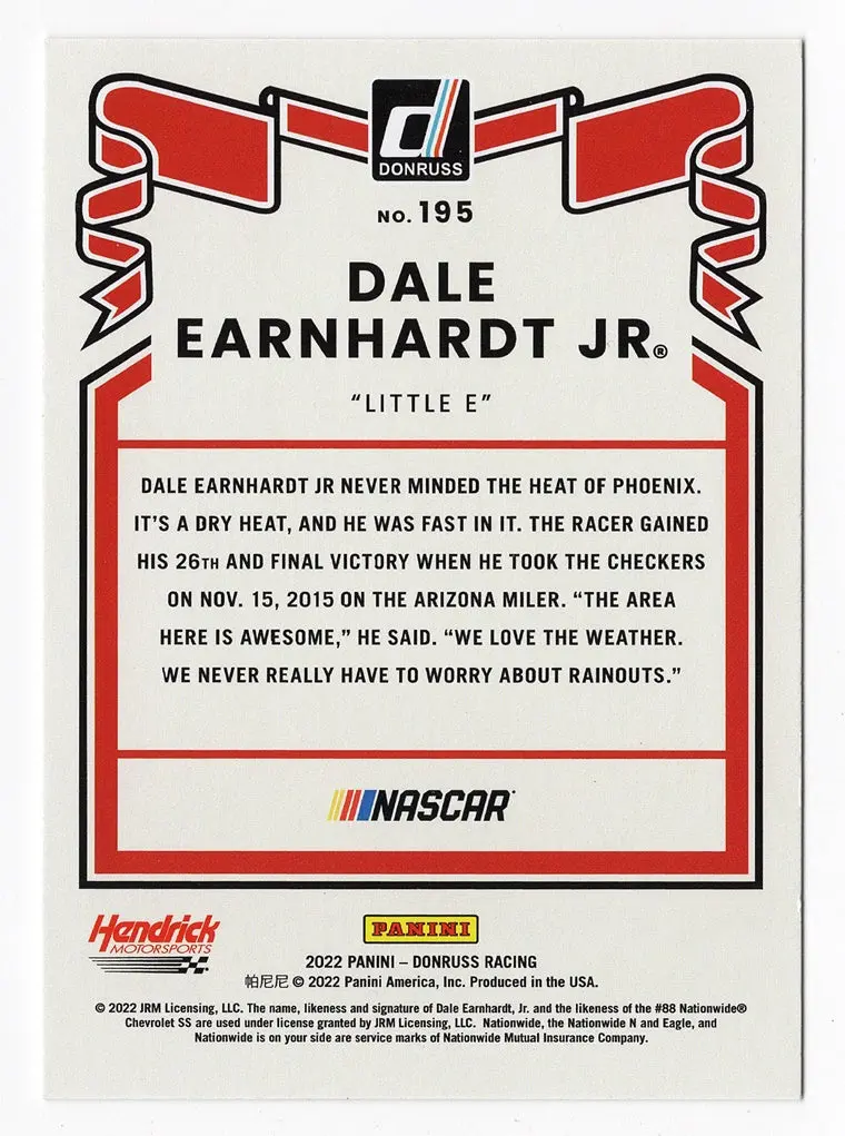 Autographed Dale Earnhardt Jr. 2022 Donruss Racing Little E (#88 Nationwide Team) Signed Nascar Collectible Trading Card With Coa 2