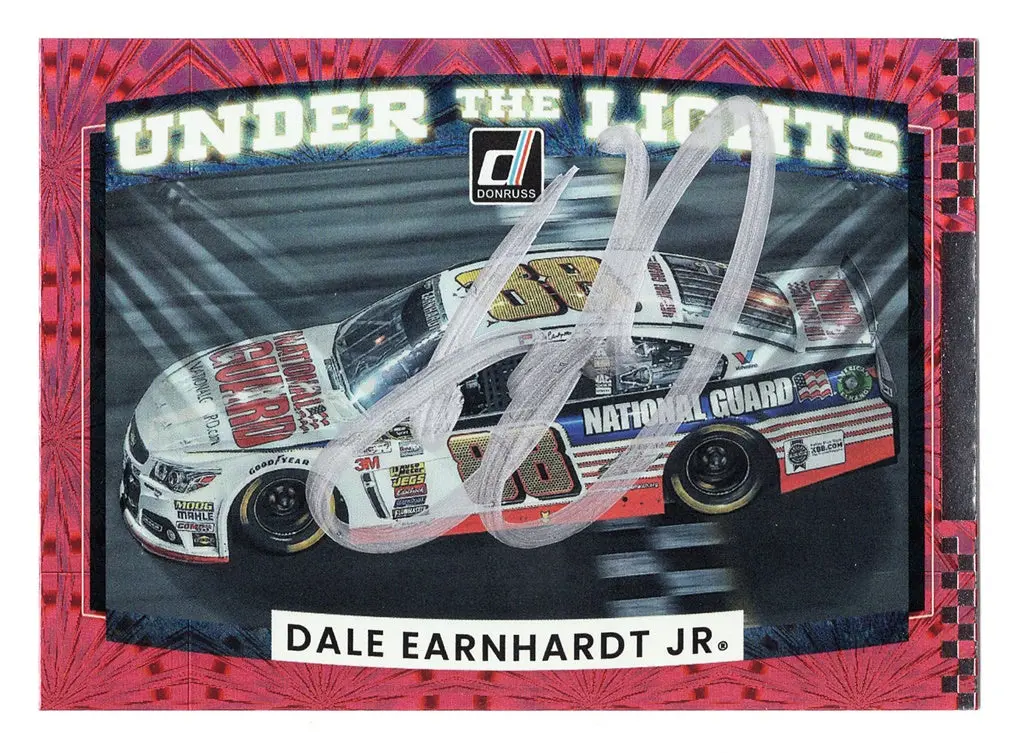 Autographed Dale Earnhardt Jr. 2022 Donruss Racing Under The Lights (Daytona 500 Winner) Rare Insert Signed Nascar Collectible Trading Card With Coa 1