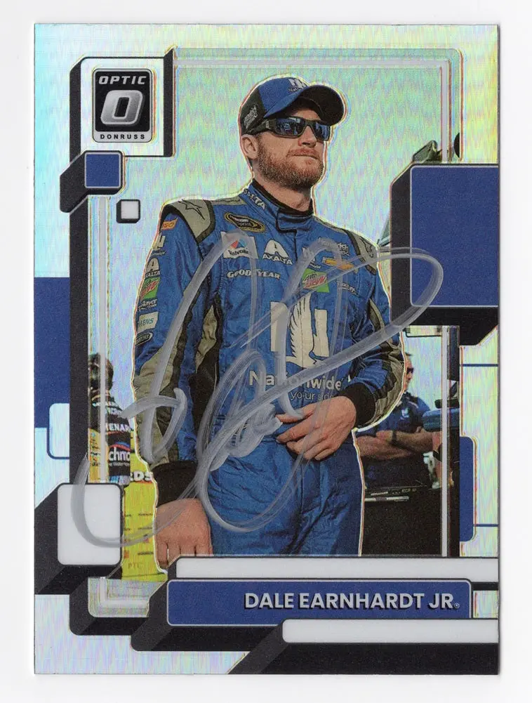 Autographed Dale Earnhardt Jr. 2023 Donruss Optic Racing Silver Prizm Insert Signed Nascar Collectible Trading Card With Coa 1