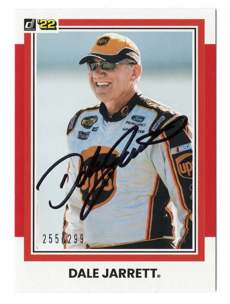Autographed Dale Jarrett 2022 Donruss Racing Red Parallel (#88 Ups Team) Insert Signed Nascar Collectible Trading Card #255/299 With Coa 1