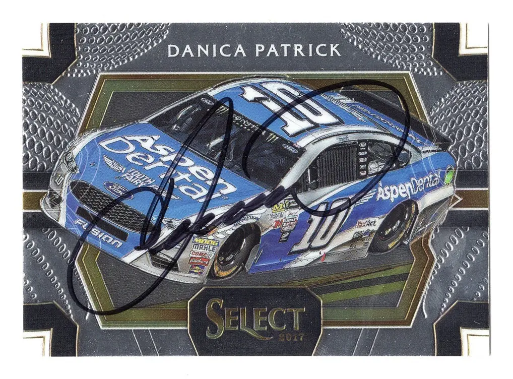 Autographed Danica Patrick 2017 Panini Select Racing Pit Pass (#10 Aspen Dental Team) Signed Nascar Collectible Trading Card With Coa 1
