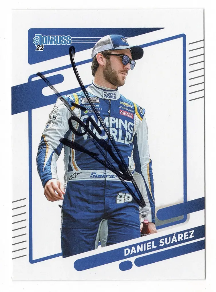 Autographed Daniel Suarez 2022 Donruss Racing (#99 Camping World Driver) Trackhouse Racing Signed Nascar Collectible Trading Card With Coa 1
