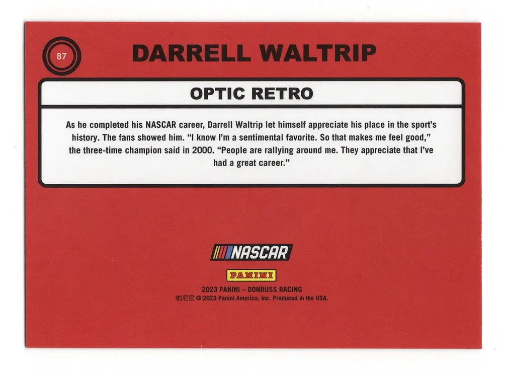 Autographed Darrell Waltrip 2023 Donruss Optic Racing Retro (#11 Mountain Dew) Signed Nascar Collectible Trading Card With Coa 2