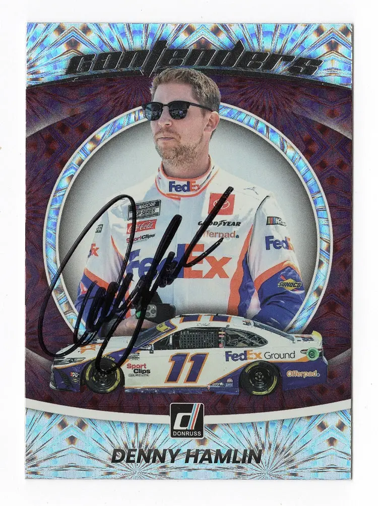 Autographed Denny Hamlin 2022 Donruss Racing Contenders (#11 Fedex Team) Rare Insert Signed Nascar Collectible Trading Card With Coa 1