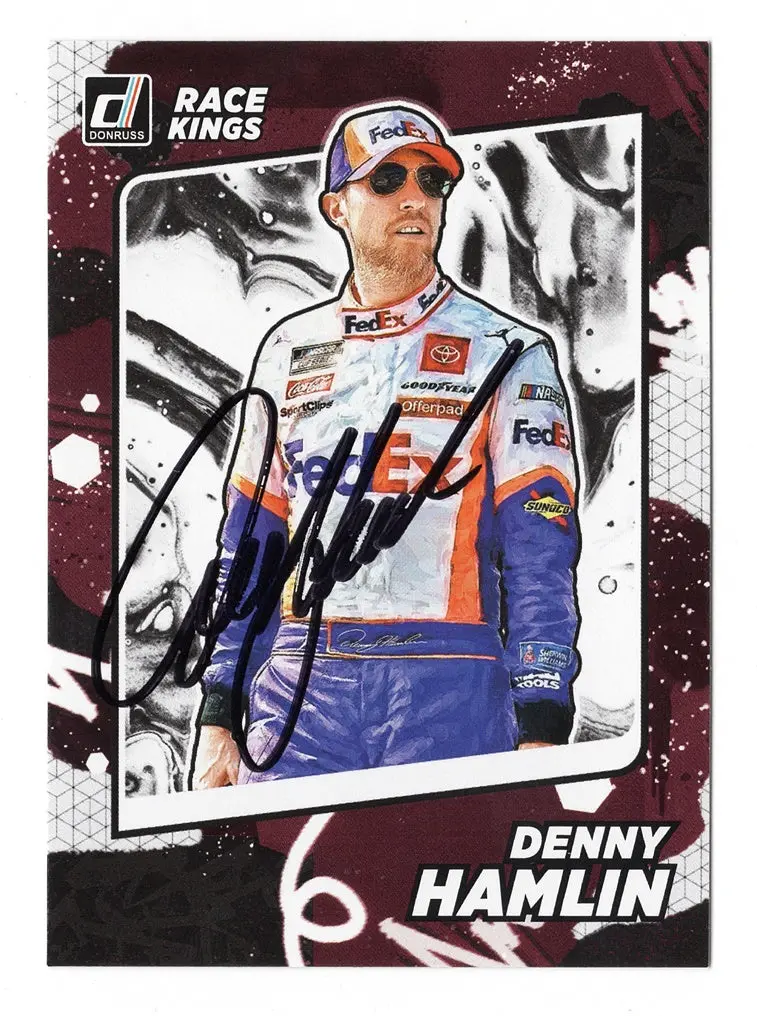 Autographed Denny Hamlin 2022 Donruss Racing Race Kings (#11 Fedex Team) Signed Nascar Collectible Trading Card With Coa 1