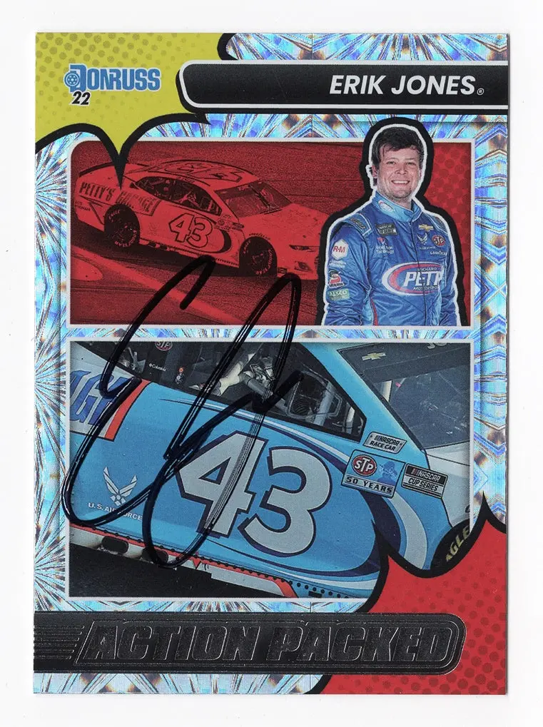 Autographed Erik Jones 2022 Donruss Racing Action Packed (#43 Air Force Team) Rare Insert Signed Nascar Collectible Trading Card With Coa 1