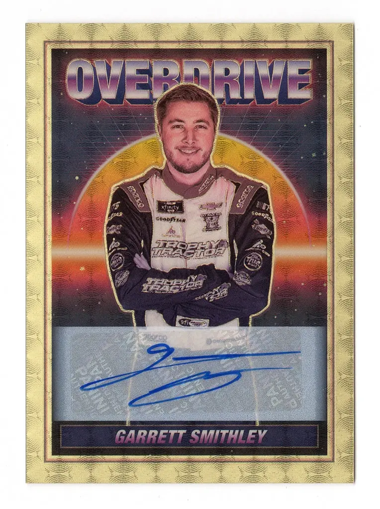 Autographed Garrett Smithley 2023 Panini Chronicles Luminance Overdrive (Gold Vinyl Prizm) 1 Of 1 Nascar Trading Card #1/1 (Only 1 Made) 1