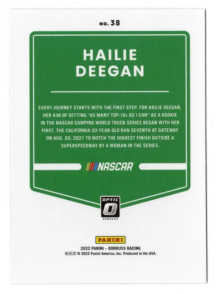 Autographed Hailie Deegan 2022 Donruss Optic Racing (#1 Monster Team) Truck Series Signed Nascar Collectible Trading Card With Coa 2
