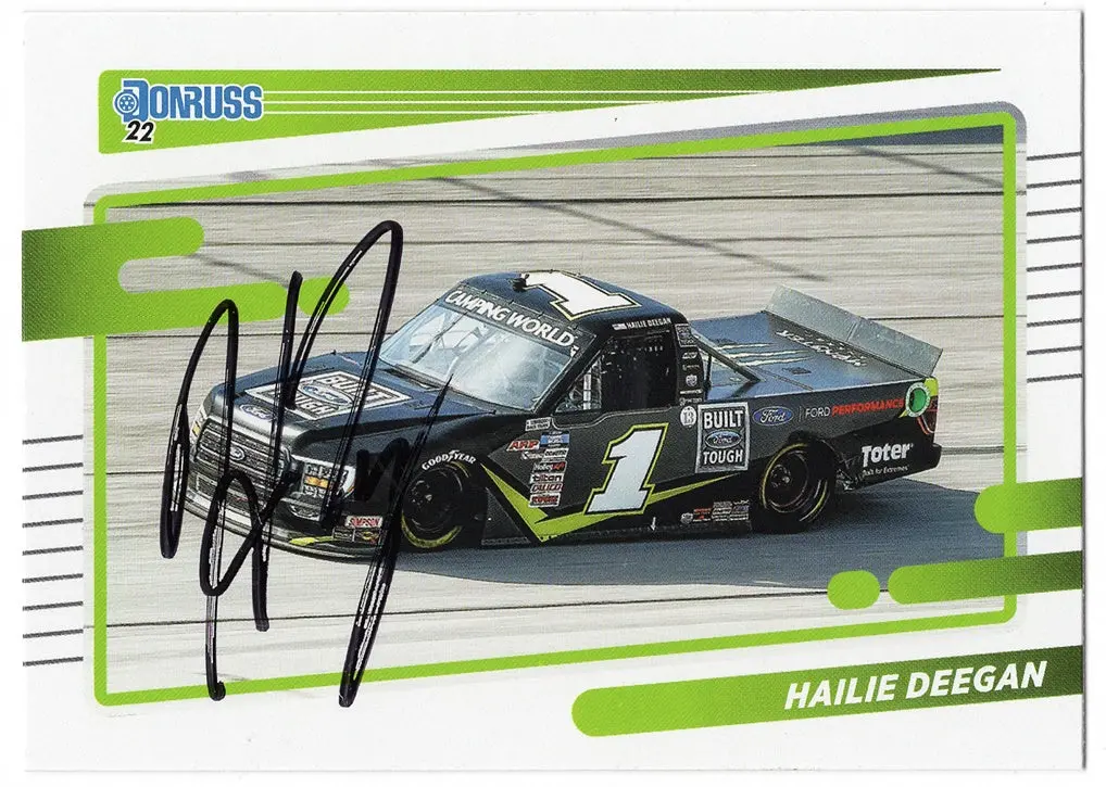 Autographed Hailie Deegan 2022 Donruss Racing (#1 Monster Truck Series Team) Signed Nascar Collectible Trading Card With Coa 1