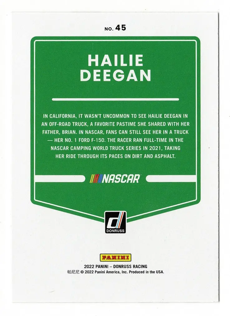 Autographed Hailie Deegan 2022 Donruss Racing (#1 Monster Truck Series Team) Signed Nascar Collectible Trading Card With Coa 2