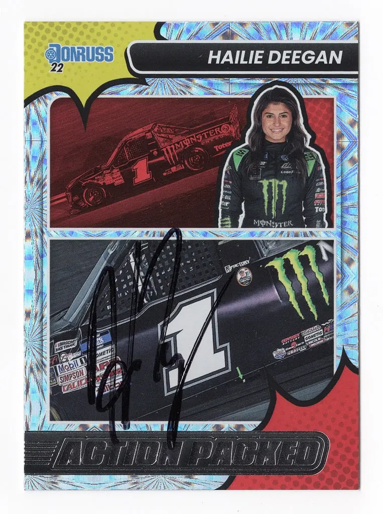 Autographed Hailie Deegan 2022 Donruss Racing Action Packed (#1 Monster Truck Series) Rare Insert Signed Nascar Collectible Trading Card With Coa 1