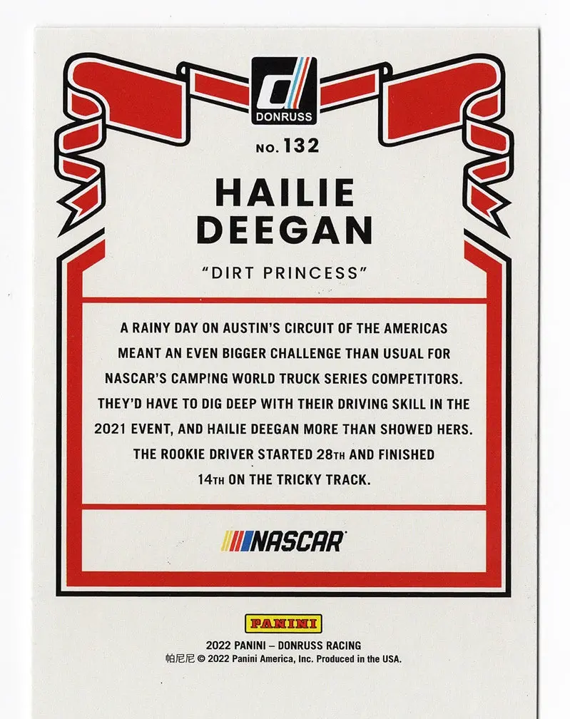 Autographed Hailie Deegan 2022 Donruss Racing Dirt Princess (#1 Monster Team) Truck Series Signed Nascar Collectible Trading Card With Coa 2