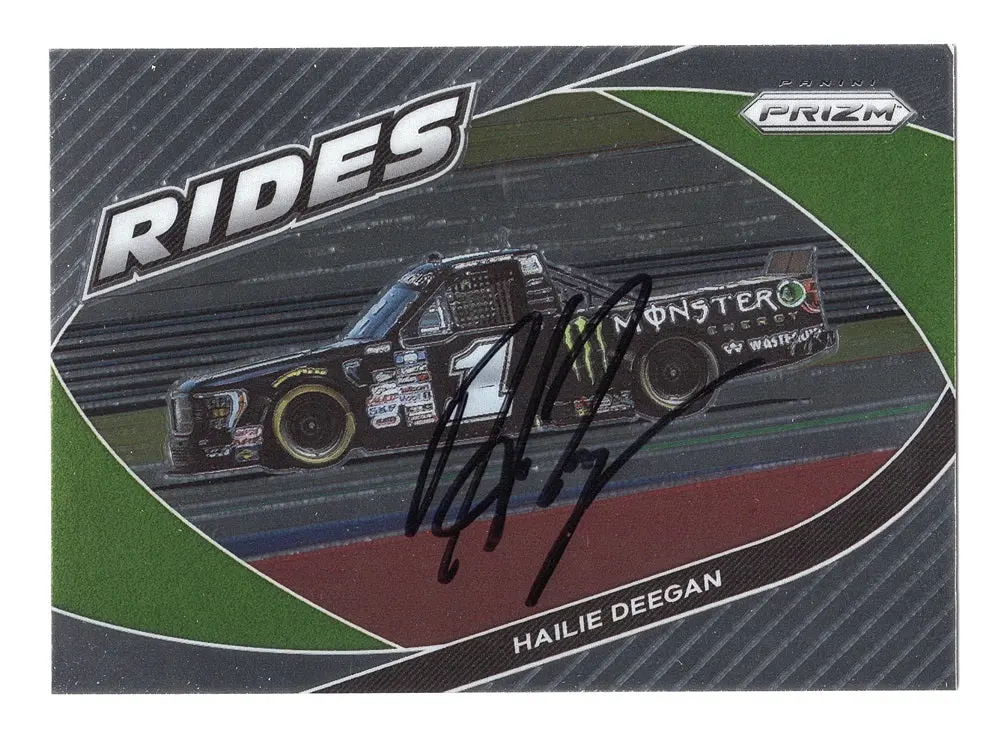 Autographed Hailie Deegan 2022 Panini Prizm Racing Rides (#1 Monster) Truck Series Signed Nascar Collectible Trading Card With Coa 1
