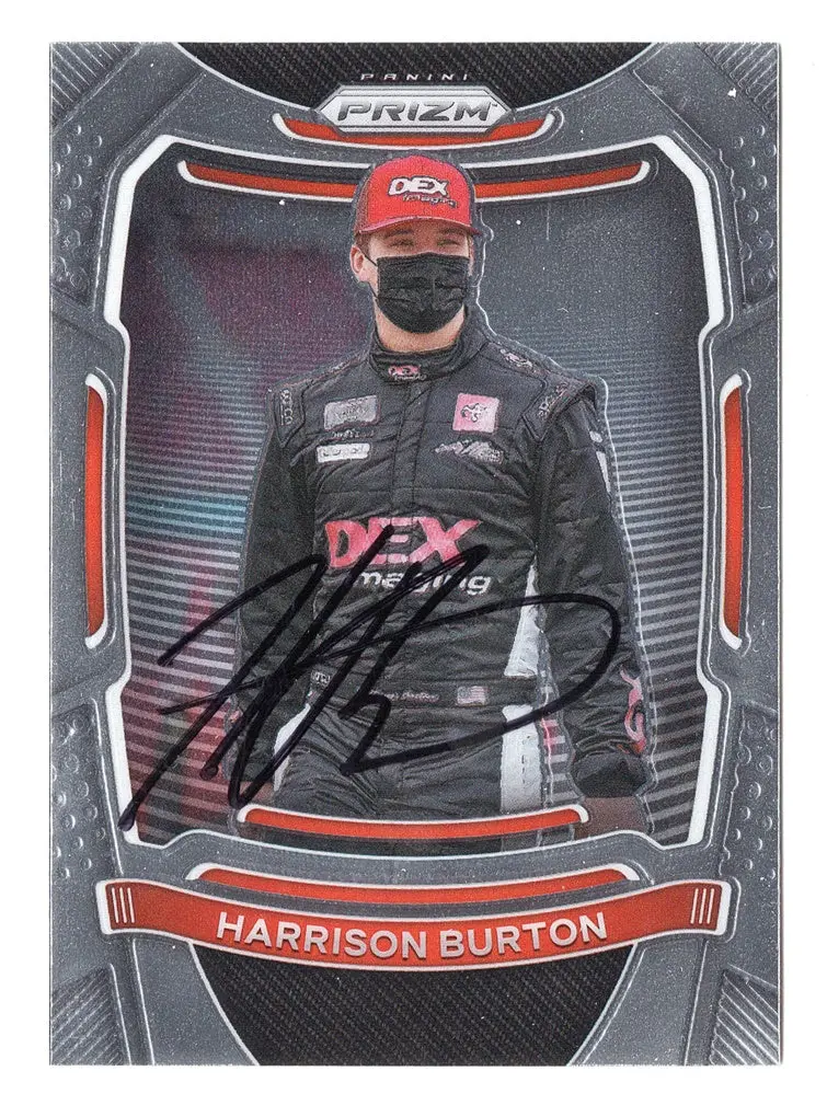 Autographed Harrison Burton 2021 Panini Prizm Racing (#21 Wood Brothers Team) Signed Nascar Collectible Trading Card With Coa 1