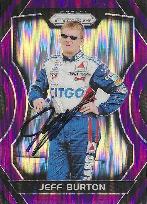 Autographed Jeff Burton 2018 Panini Prizm Racing Rare Purple Prizm Signed Collectible Nascar Trading Card With Coa 1