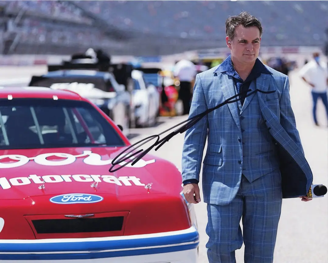 Autographed Jeff Gordon 2022 Darlington Raceway Throwback Weekend (Fox Broadcaster) Pit Road Walk Signed 8X10 Inch Picture Nascar Glossy Photo With Coa 1